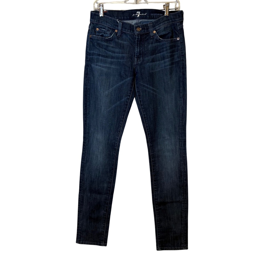 7 For All Mankind Roxanne Jeans Women 28 Dark Blue Slim Mid Rise Stretch Denim